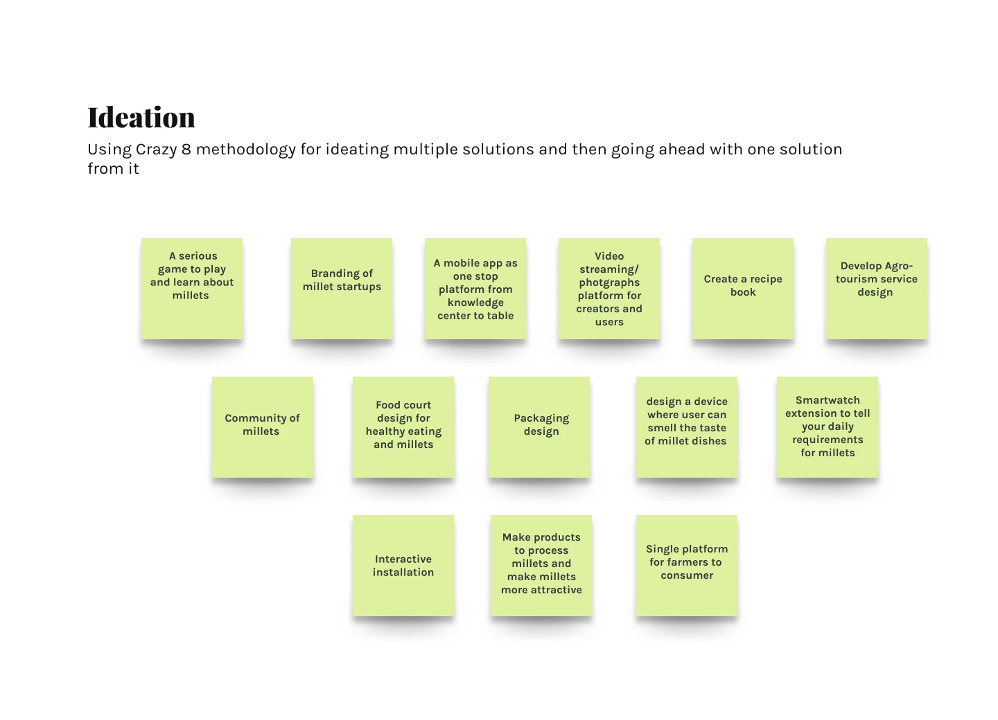 Open up the possibilities: original project exploration, with the slide heading removed