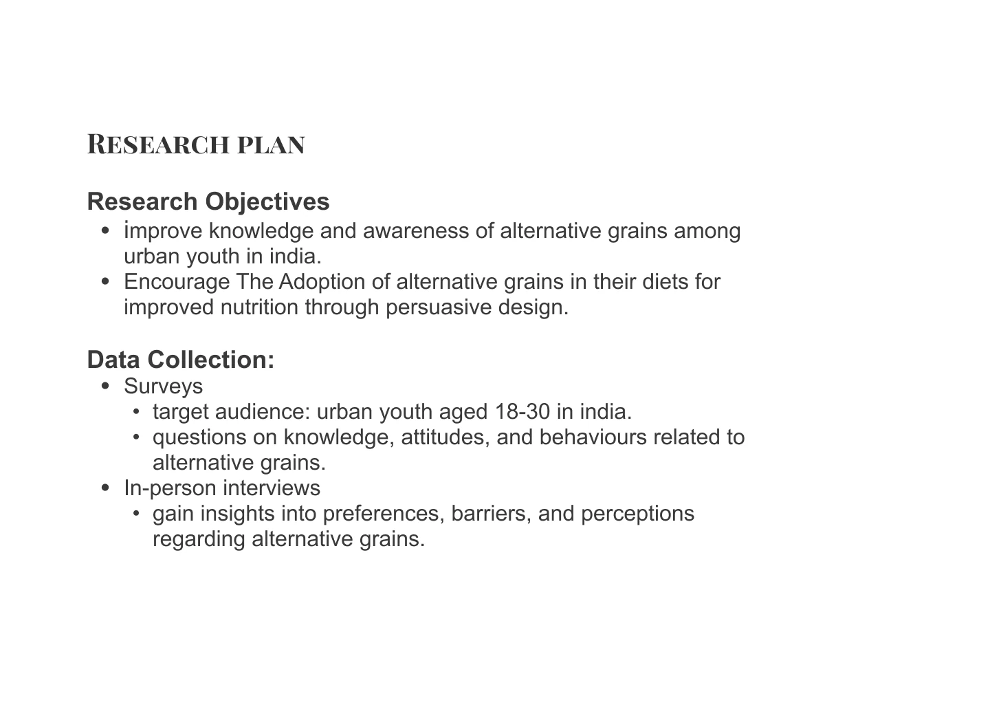 Research plan, original project artifact