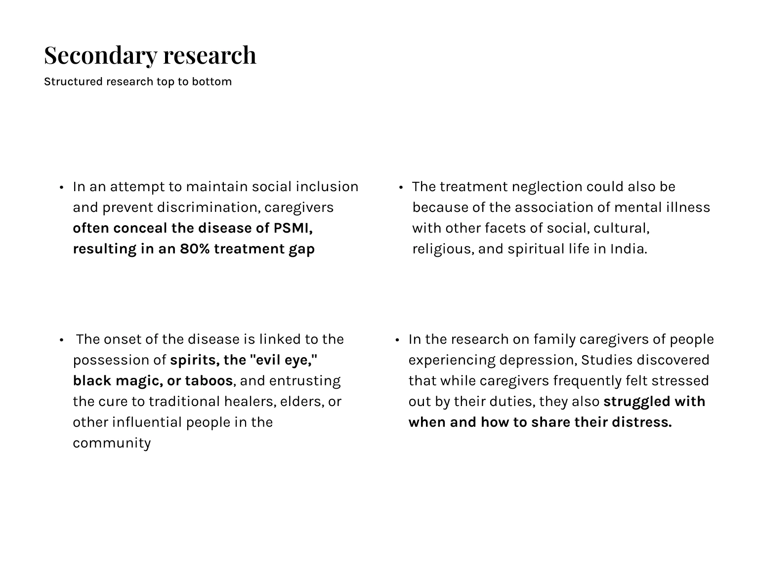 Secondary research: stigma, beliefs and hidden distress